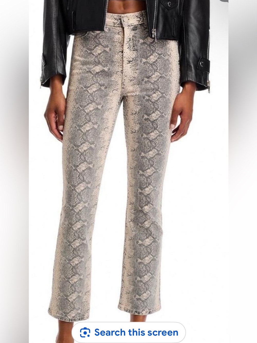 MOTHER Beige and Gray Snake-Print The Hustler Flood Jeans.   NWT